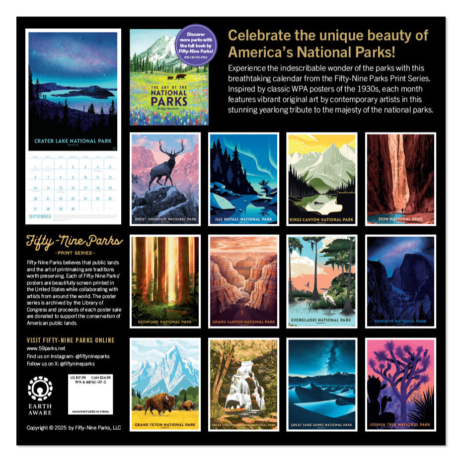 National Parks Calendar by Fifty-Nine Parks (2026)