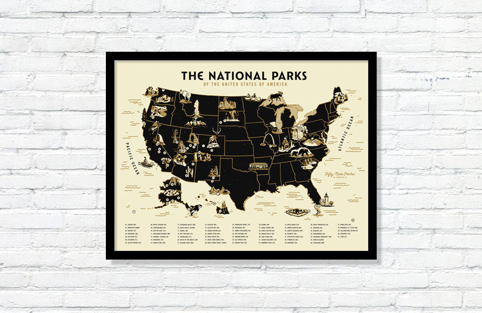 U.S. National Parks Map Poster